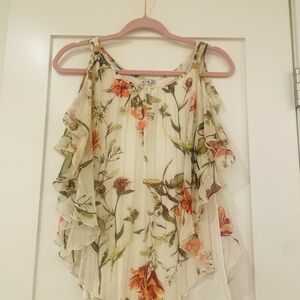 Floral Ruffle Sleeve Women's Top